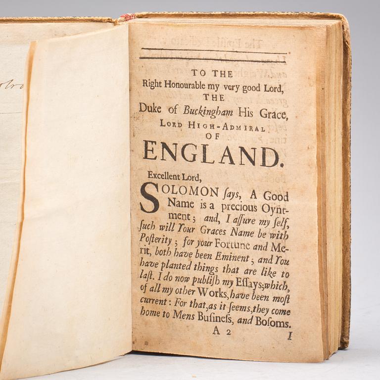 BOK, The essays, or councils, civil and moral, of Sir Francis Bacon..." Av Sir Francis Bacon, London, 1691.