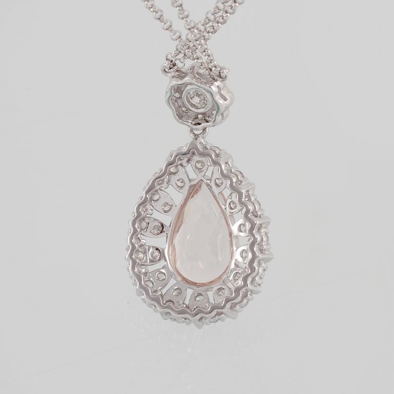 HÄNGE, 18K vitguld med droppslipad morganit 2.54 ct samt briljantsliapde diamanter 1.16 ct. Vikt 7,1 gram.