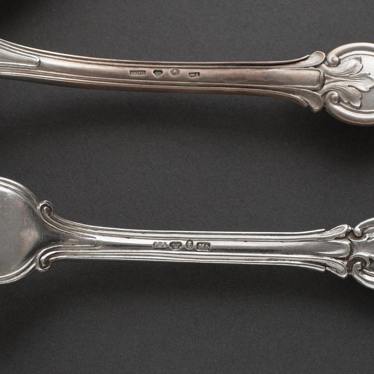 A set of 59 pieces Swedish silver flatware model "Olga", by CG Hallberg, Stockholm, early 20th century.