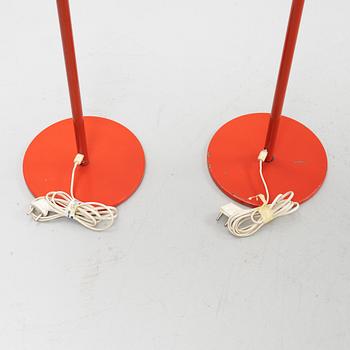 Uno & Östen Kristiansson, a matched pair of red floor lights, Luxus, Vittsjö.