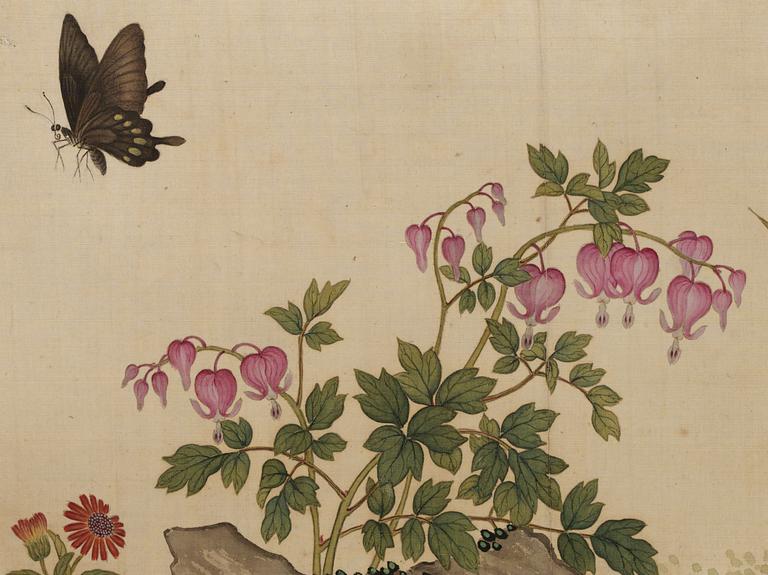 A Chinese handscroll, watercolour on silk and paper, early 20th Century.