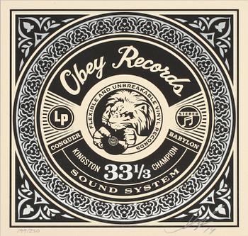 SHEPARD "OBEY" FAIREY, färgserigrafier, 4 st, signerade daterade (20)14 och numrerade 199/250.