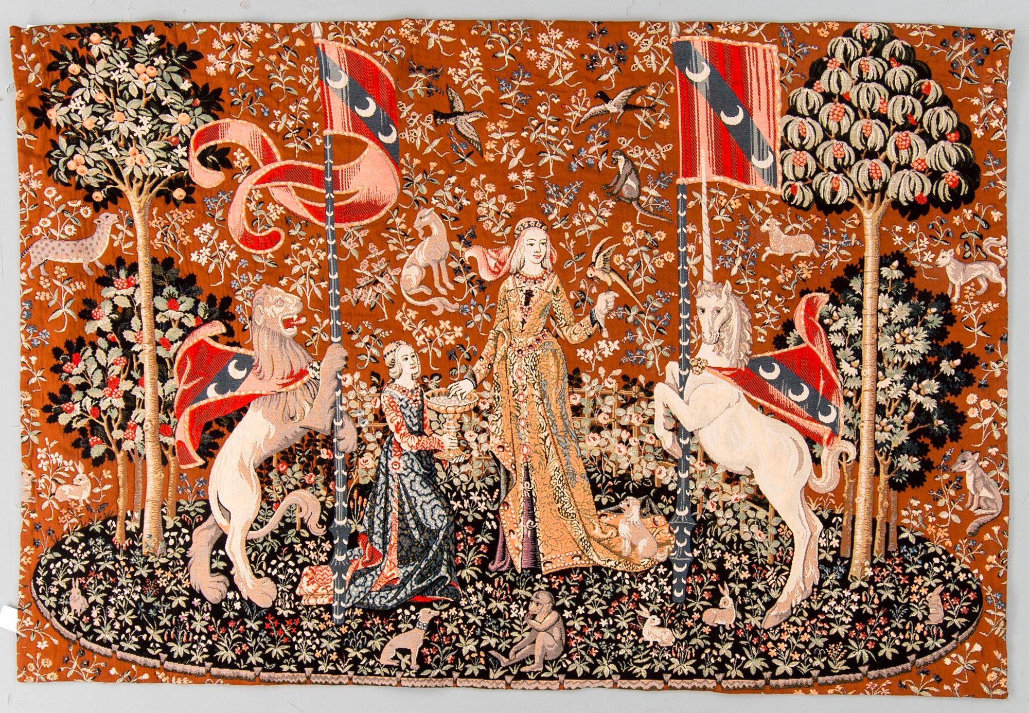 A machine woven tapestry from the second half of the 20th century. Around 129 x 195 cm.