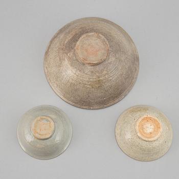 A group of three bowls, South East Asian, 17th Century or older.