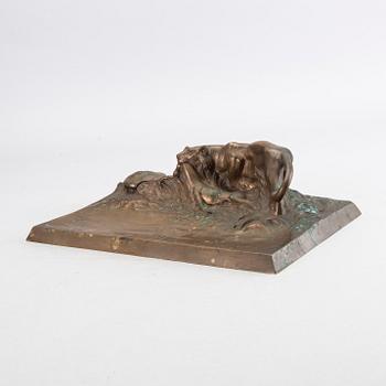 A signed bronze ink-stand.