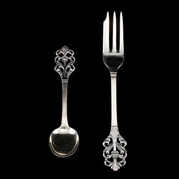PARTI BESTICK, 38 st, silver, 1700/1800/1900-tal. Vikt ca. 784g.
