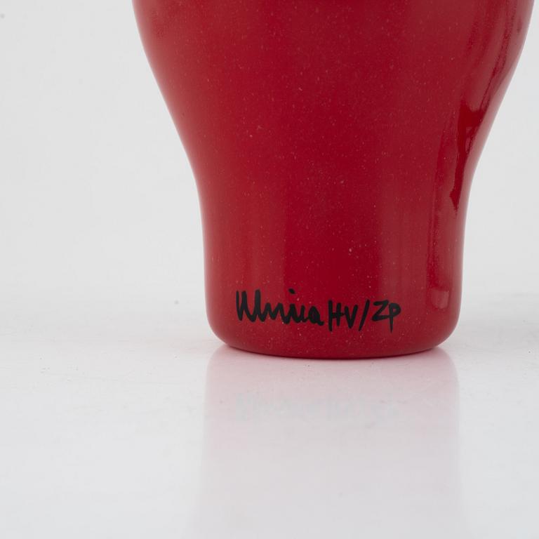 Ulrica Hydman-Vallien, vases, 3 pcs, from the "Open Minds" series, Kosta Boda, signed.