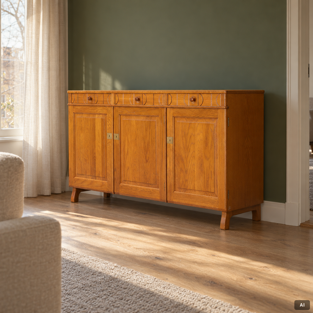 Carl Malmsten, Sideboard, “Calmare nyckel”, Åfors Möbelfabrik, second half of the 20th century.