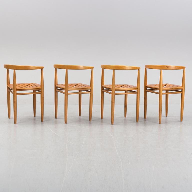 Jack Ränge, "Carmen", four beech and teak chairs, Gemla, Diö, 1950's/60's.