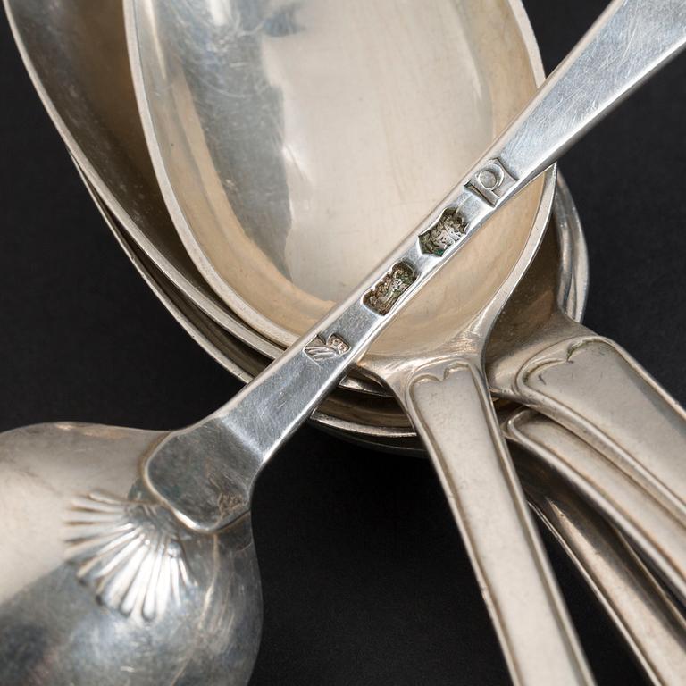 SKEDAR, 5 stycken, olika mästare, silver, vikt 320 g.