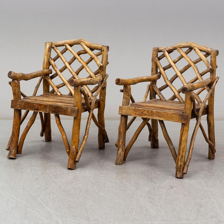 TRÄDSGÅRDMÖBEL, 5 delar, sk grenmöbel, 1900-tal.