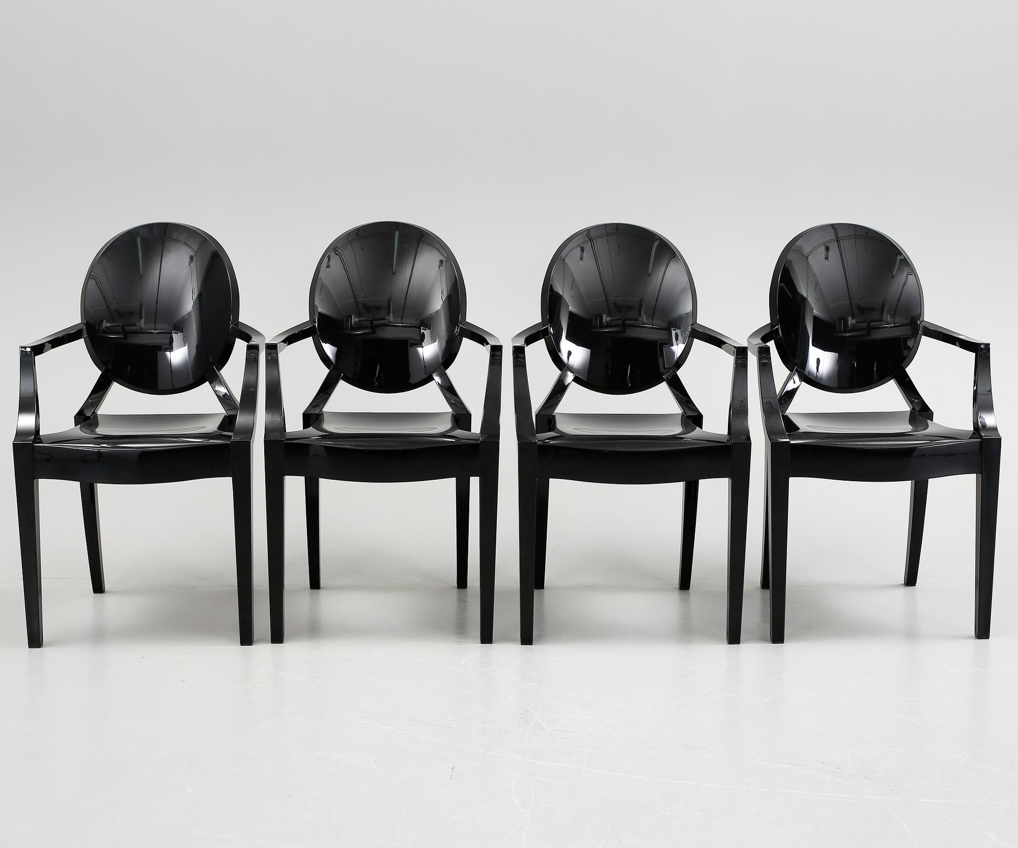 KARMSTOLAR, 4 st, "Louis Ghost", Philippe Starck för Kartell.