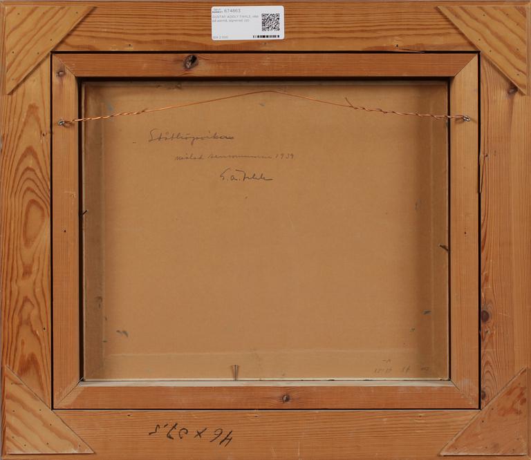 GUSTAF ADOLF FAHLE, olja på pannå, signerad.