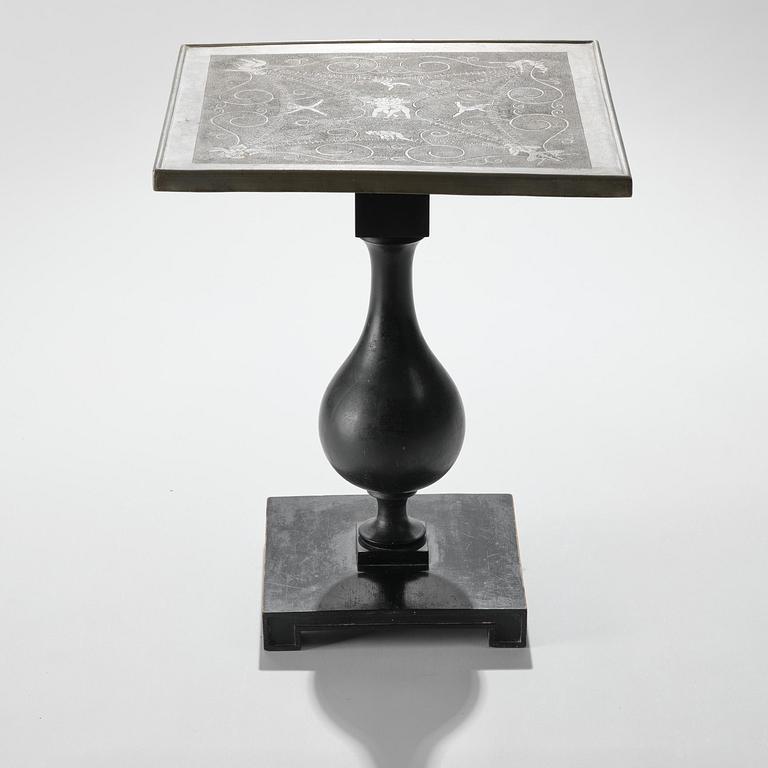 Anna Petrus, a pewter top tray table on a base by Uno Åhrén, executed in her studio, Stockholm, ca 1922-25.