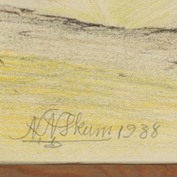 NILS NILSSON SKUM, crayon and pencil, signed N.N. Skum and dated 1938.