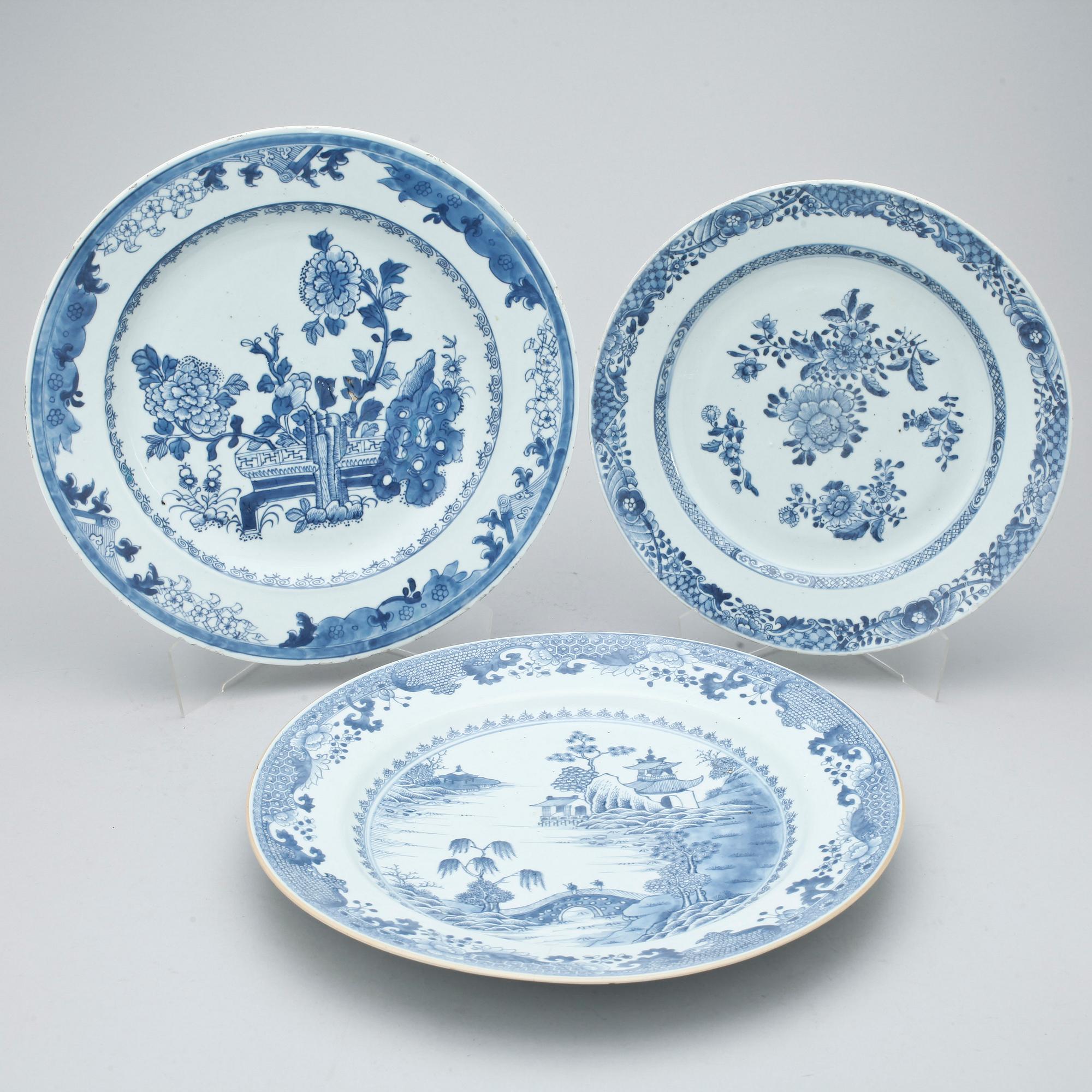 FAT, 3 st, porslin, Kina, Qing dynastin, Qianlong (1735-96).