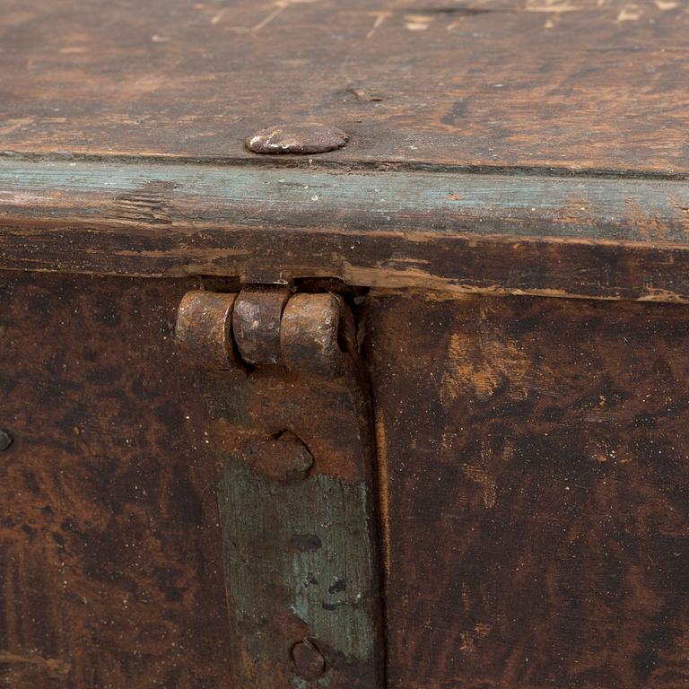 a 18th century wooden chest.