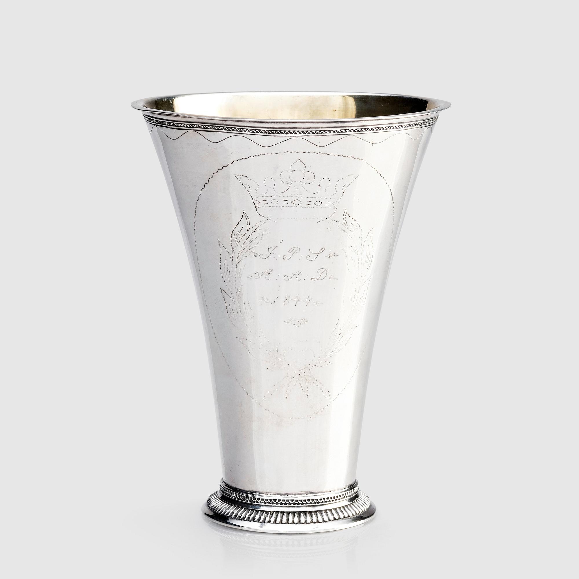 Johan Schröder, bägare, delvis förgyllt silver, Landskrona 1796.