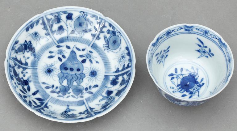 KOPP MED FAT, 6 st, porslin, Kina, 1700/1800-tal.