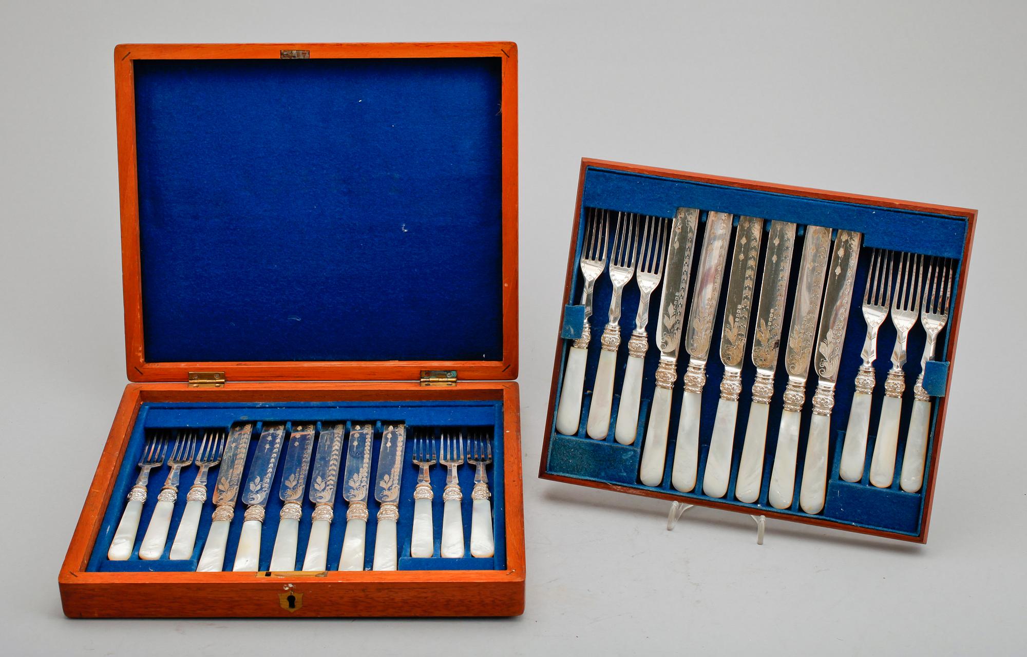 DESSERTBESTICK, 24 delar, nysilver, England, tidigt 1900-tal.