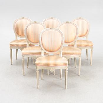 Chairs, 6 pieces, Gustavian style, second half of the 20th century.