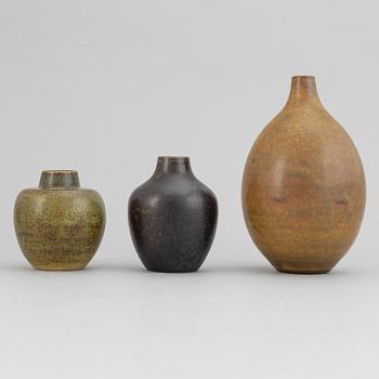 Erich & Ingrid Triller, a set of three stoneware vases, Tobo.