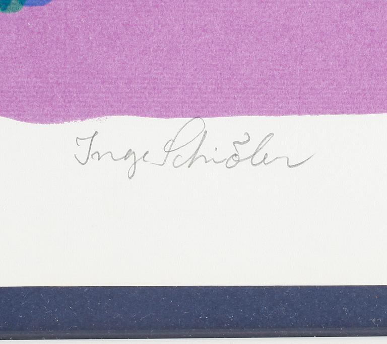 INGE SCHIÖLER, färglitografi, signerad.
