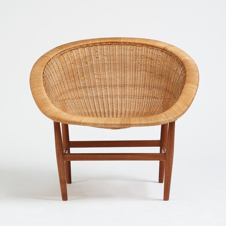 Nanna Ditzel, a teak and rattan easy chair, Ludvig Pontoppidan, Denmark 1950s.