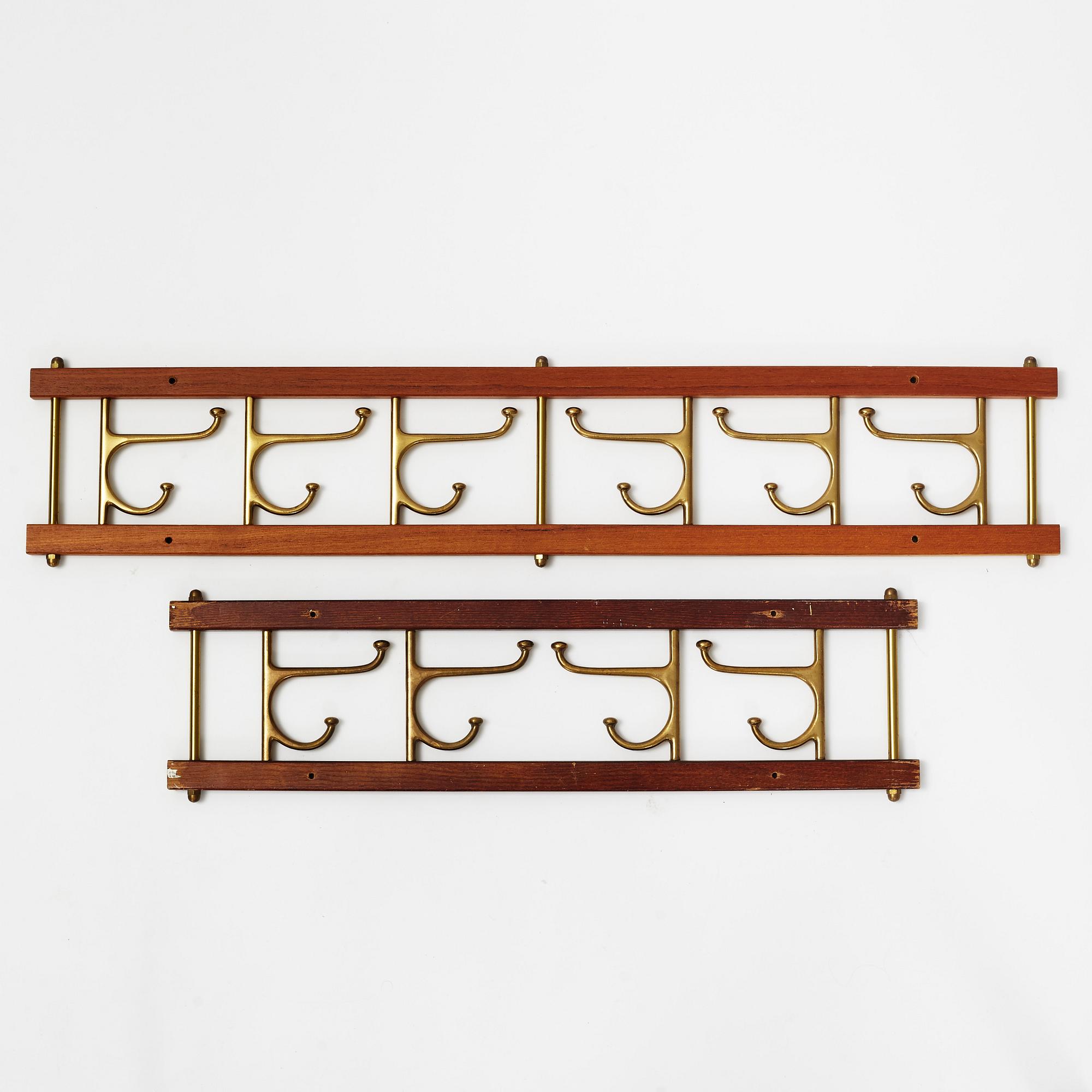 Two 'Dekorativ' coat hangers, Skogslunds metallgjuteri, Anderstorp, mid 20th Century.