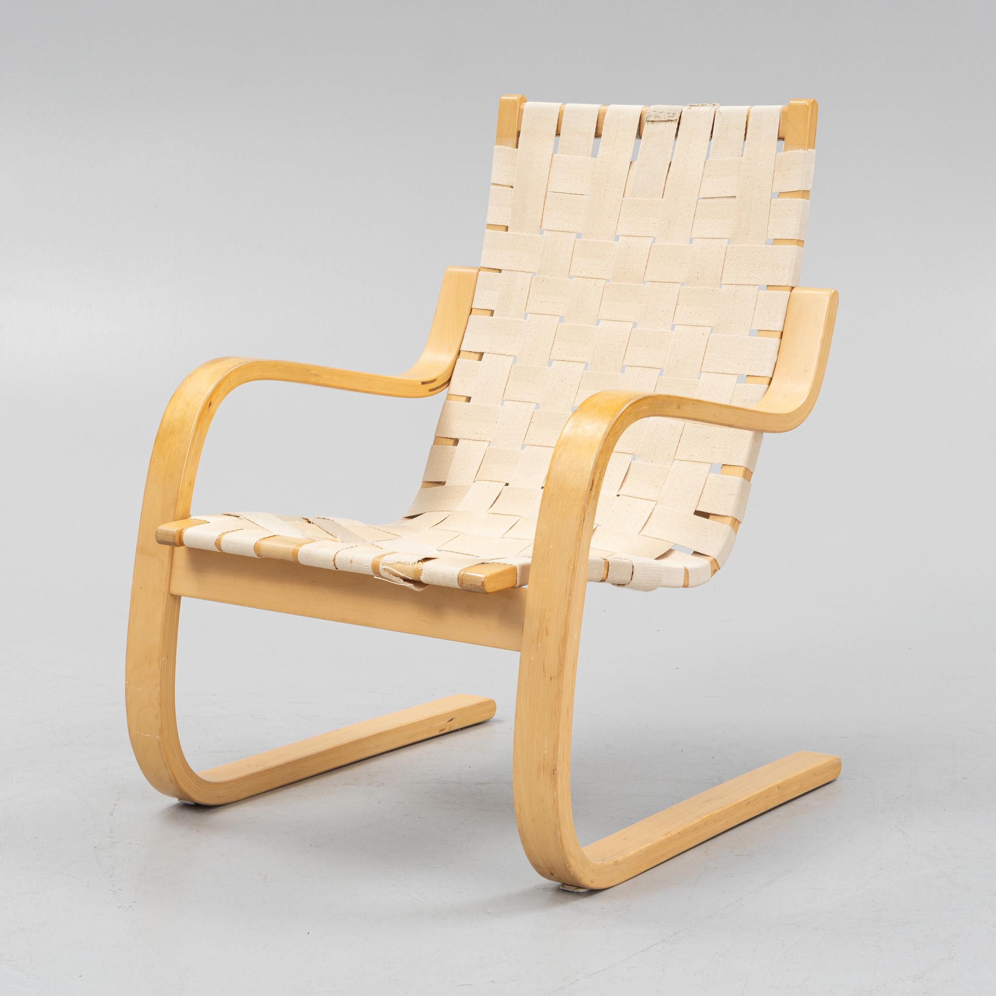 Alvar Aalto, a model 406 armchair, Artek, Finland.