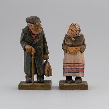 HERMAN ROSELL, sculptures, 2, painted wood, signed and dated 1930.