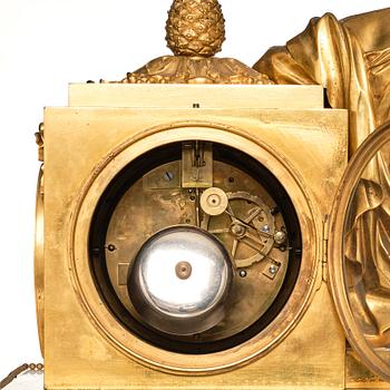 A monumental Louis XVI-style marble and ormolu mantel clock 'à la Geoffrin', first part of the 19th century.