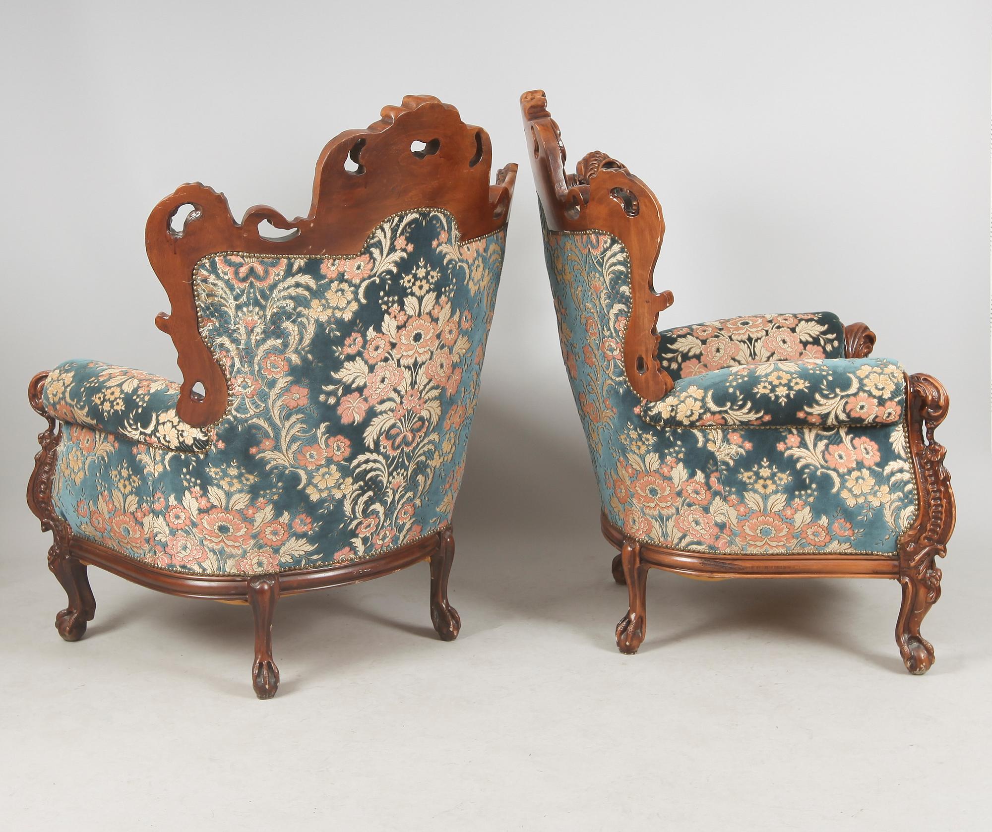 FÅTÖLJER, 1 par, rokokostil, 1900-talets andra hälft.