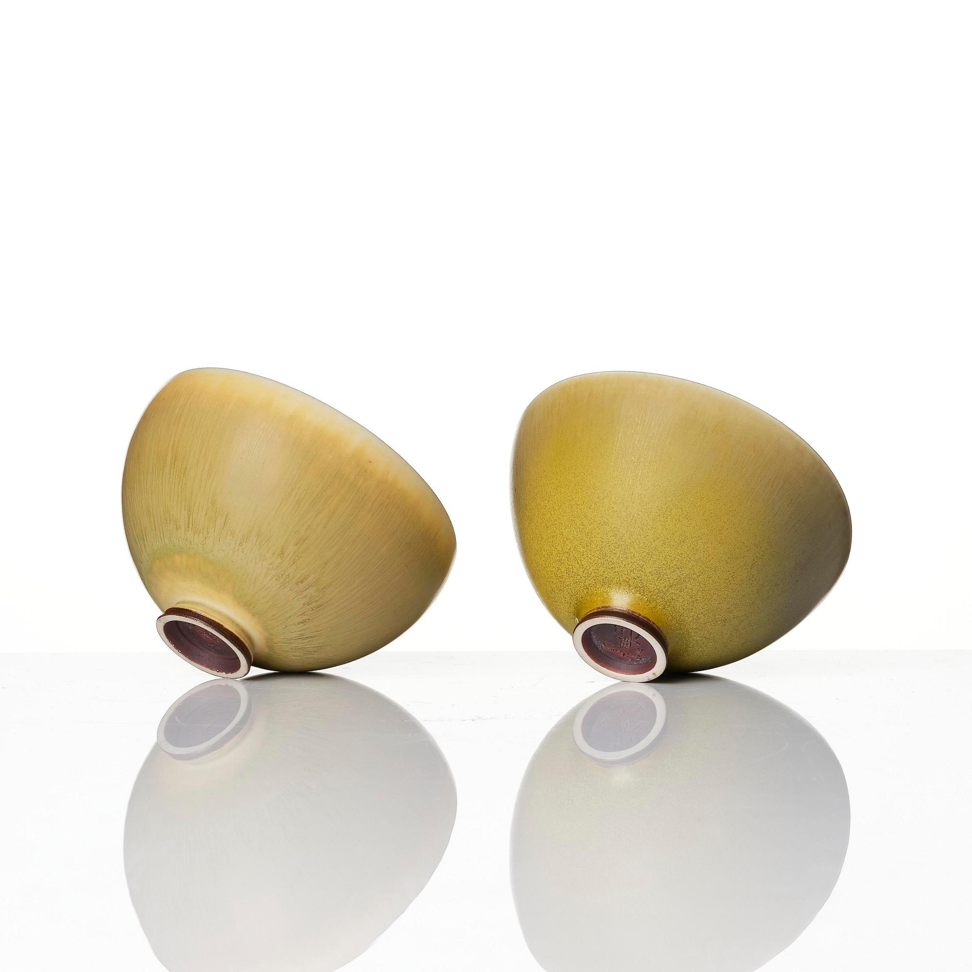 Berndt Friberg, a set of four stoneware vases and two bowls, Gustavsberg Studio 1962-74.
