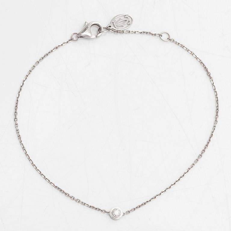 Cartier, an 18K white gold 'd'Amour' bracelet with a diamond, ca. 0.04 ct.