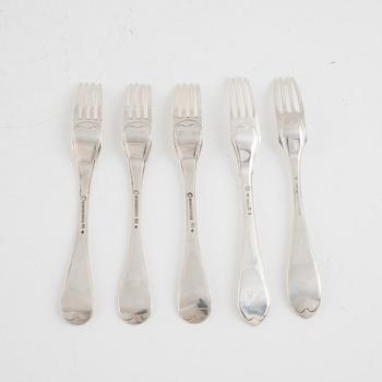 Gafflar, 10 st, silver, bl.a. Magnus Ljungqvist, Kristianstad 1798.