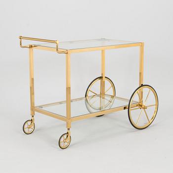 A 1970s brass tea trolley.