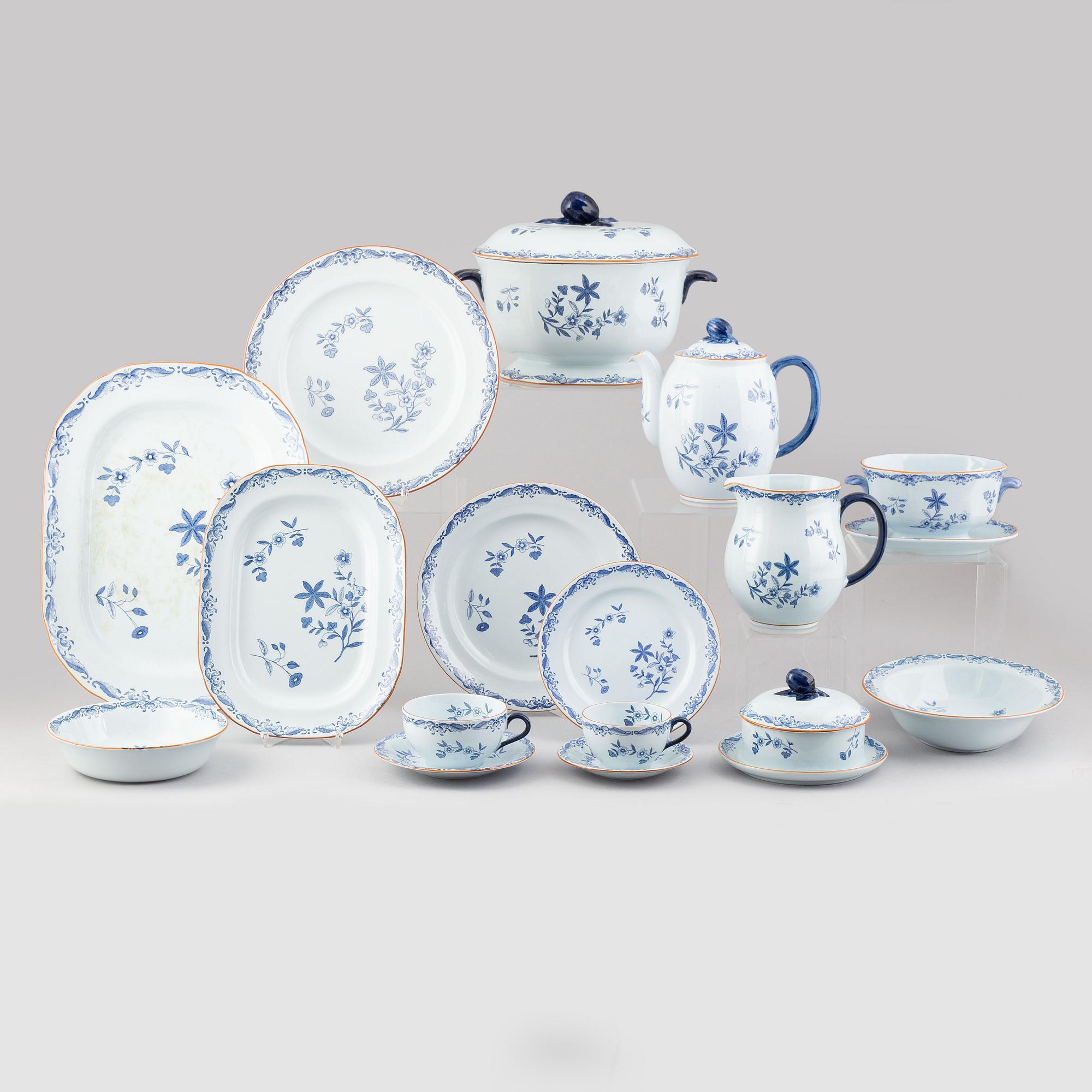 A 40 piece porcelain coffee and dinner service, 'East indies', Rörstrand, Sweden.