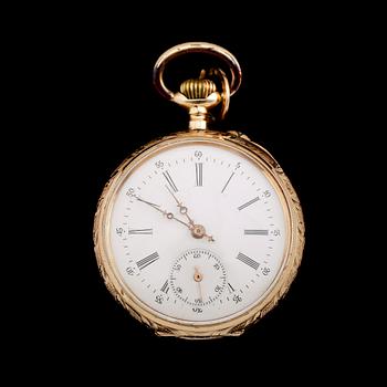 FICKUR, 14 k guld, omkring år 1900.