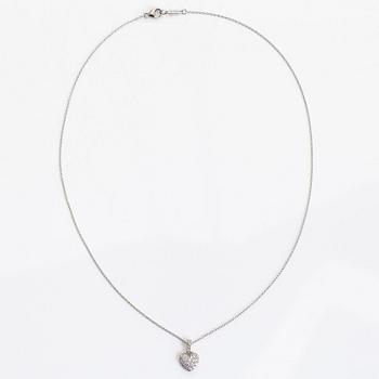 Tiffany & Co, a platinum necklace with a pendant in the shape of a heart, with diamonds totalling approximately 0.27 ct.