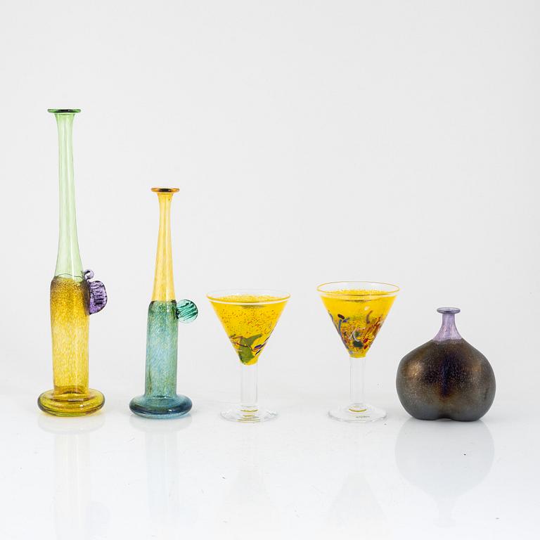 Bertil Vallien, glas, 5 delar, Kosta Boda Artist Collection.