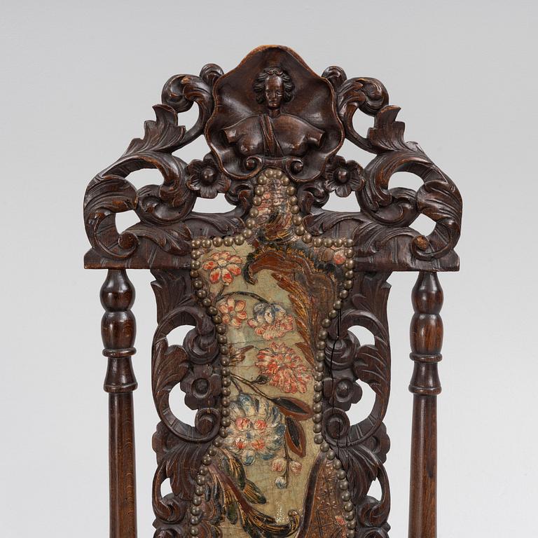 Two chairs, Baroque/Baroque style, circa 1900 with earlier parts.