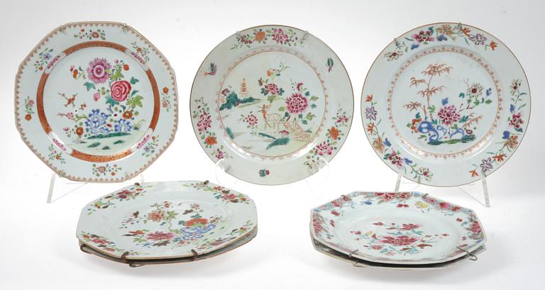 TALLRIKAR, 7 st, porslin, Kina, 1700-tal.