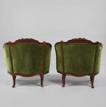 FÅTÖLJER, ett par, rokokostil, 1900-talets första del.