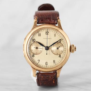 91. LONGINES, "enknappskronograf", armbandsur, 35 mm,