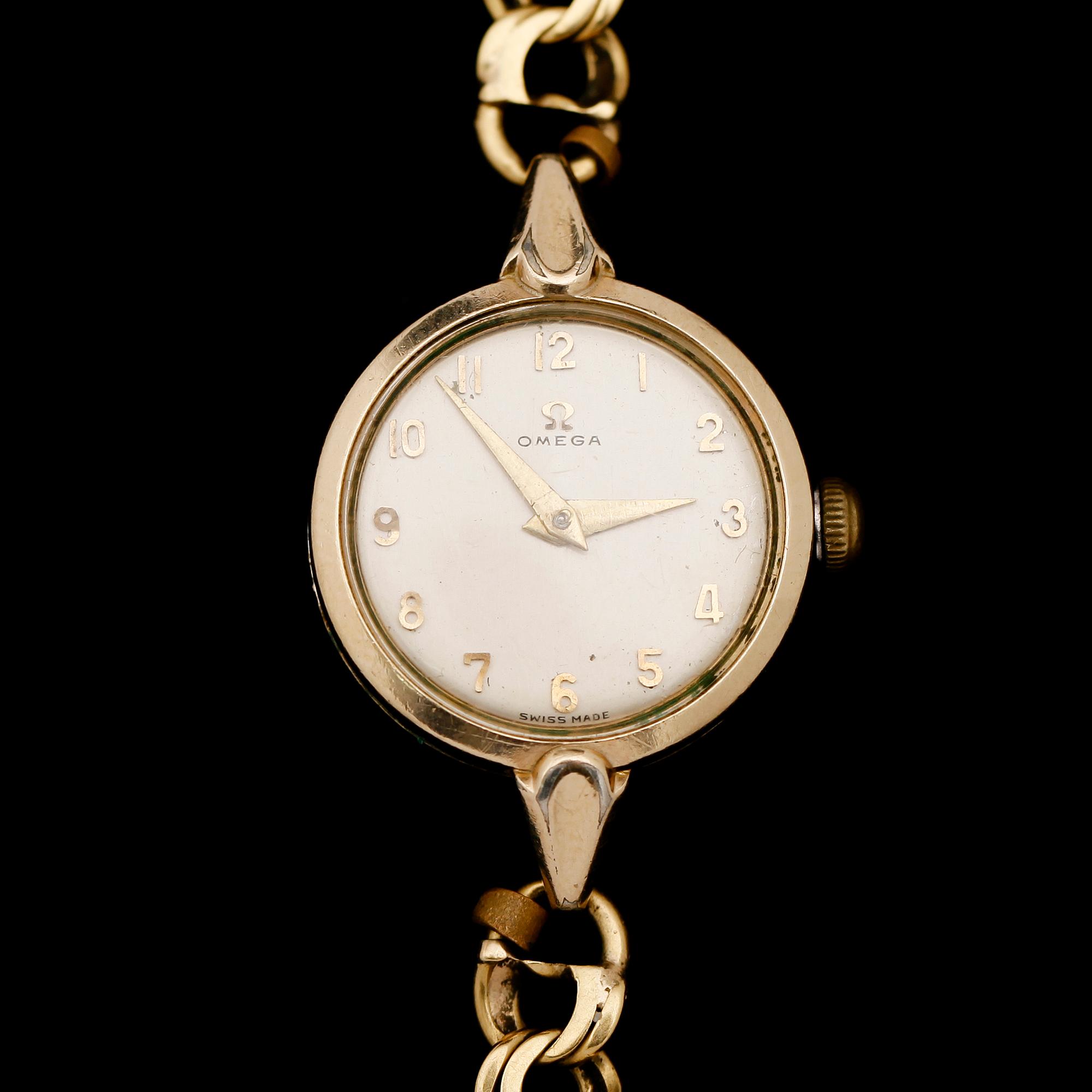 ARMBANDSUR, Omega, double, armband, 18 k guld. Total vikt ca 21 g.