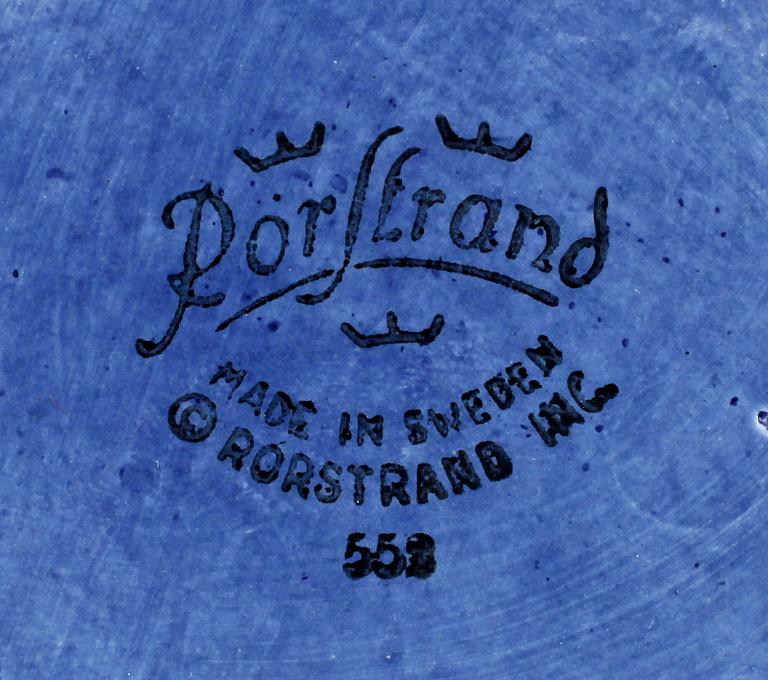 KAFFEKANNA SAMT SOCKERSKÅL, porslin, "Blå eld", Hertha Bengtsson, Rörstrand.