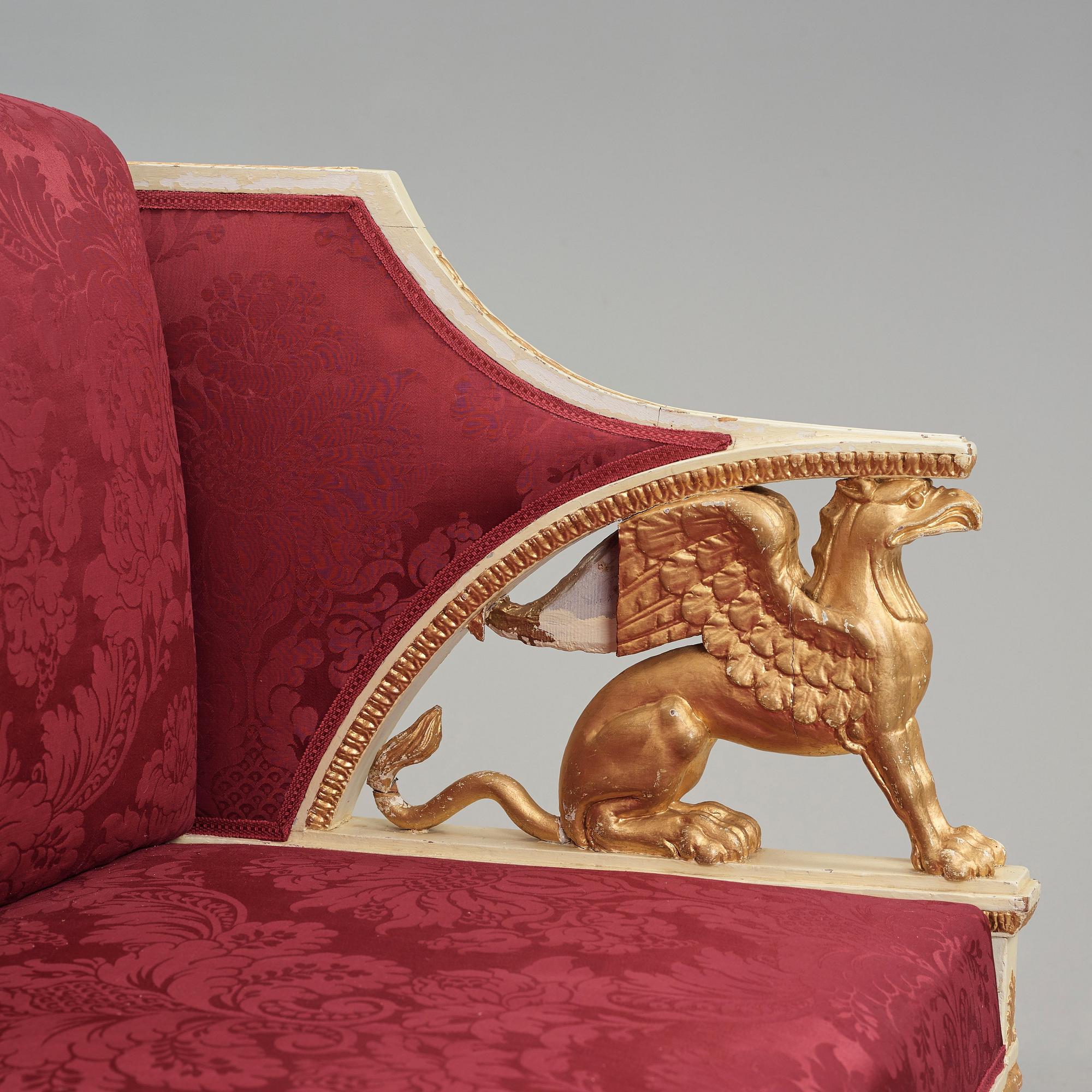 SOFFA, tillskriven Ephraim Ståhl (mästare i Stockholm 1794-1820). Sengustaviansk, 1800-talets början.