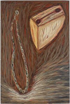 Mette Petri, oil on ccanvavs, signed and dated NYC/LA 1991-92 on verso.