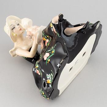 Sandro Vacchetti, a glazed ceramic female figure with child, Essevi, Torino, Italy 1930-40's.